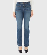 Pantalon bootcut à taille haute en jean extensible et durable