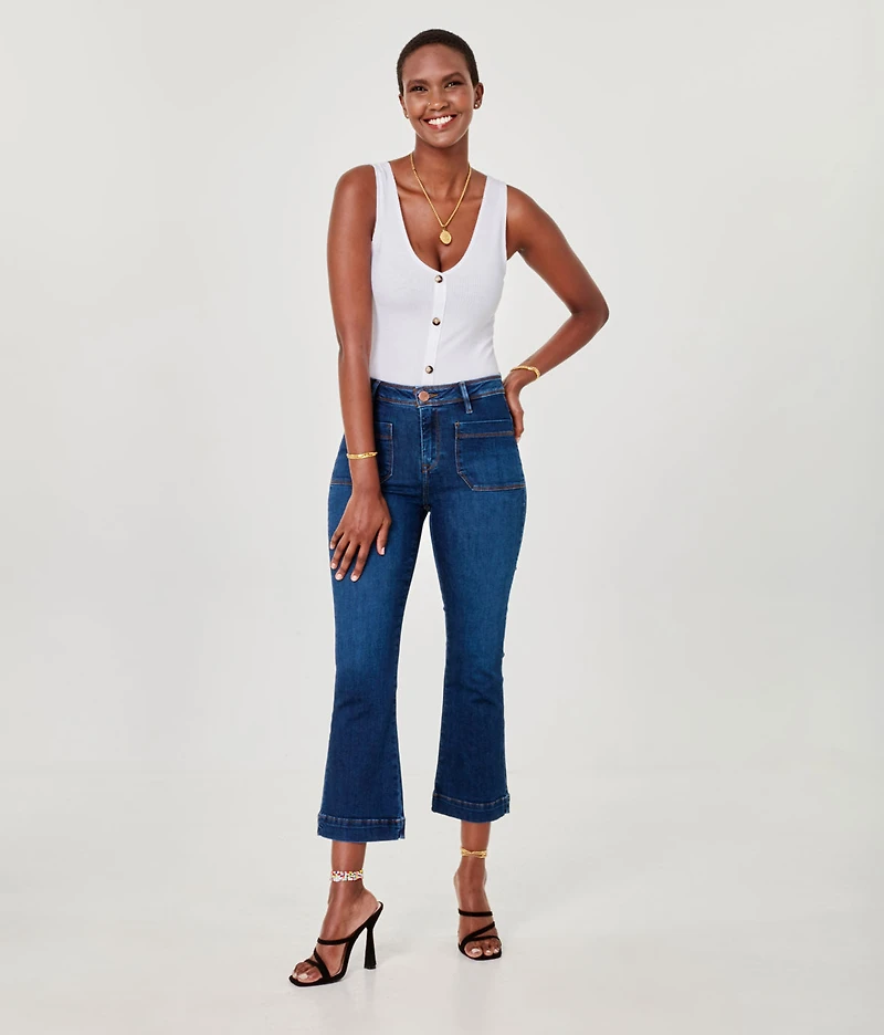 Pantalon capri bootcut en jean extensible - Lola Jeans