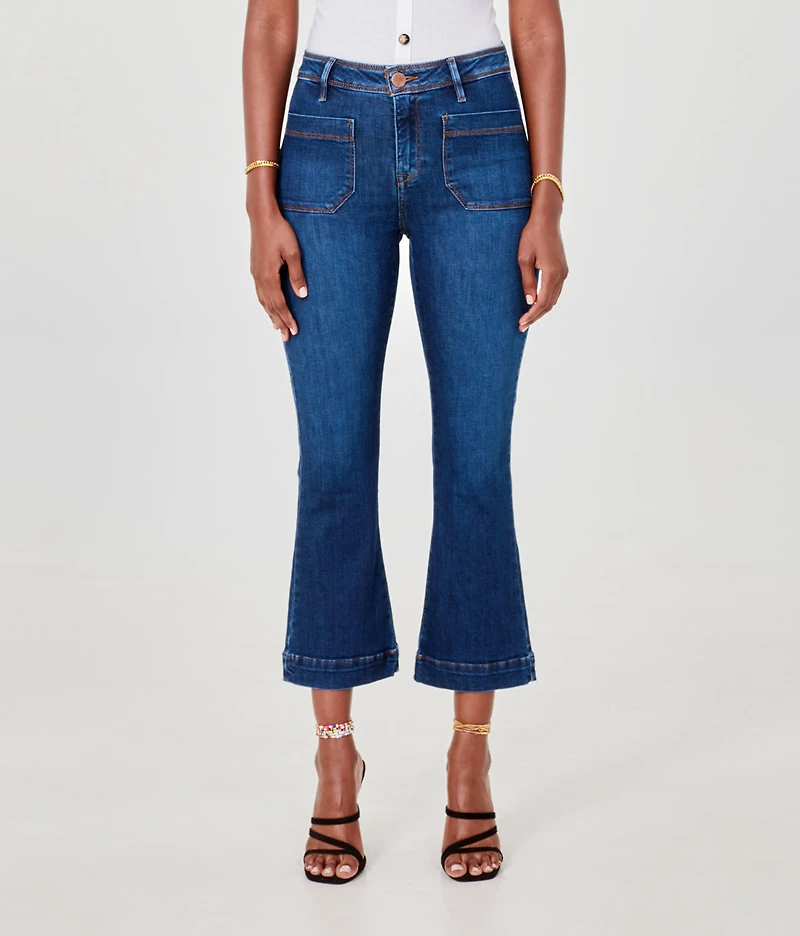 Pantalon capri bootcut en jean extensible - Lola Jeans