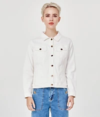 Veste classique ivoire en denim extensible