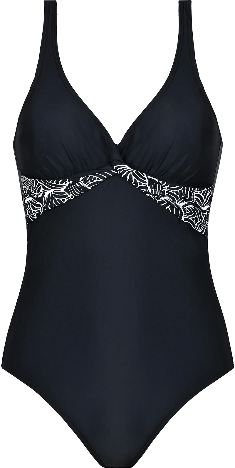 Maillot 1 pce uni avec drapé imprimé