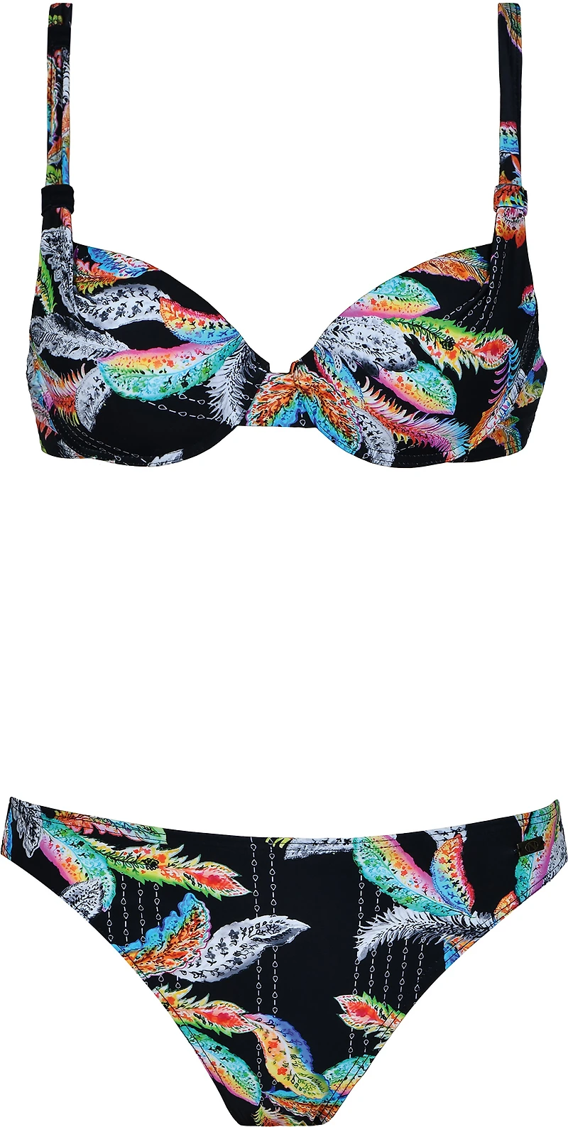 Padded bikini set with feather print