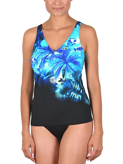 Ensemble maillot tankini imp. palmiers en biais