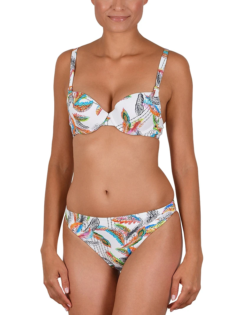 Padded bikini set with feather print
