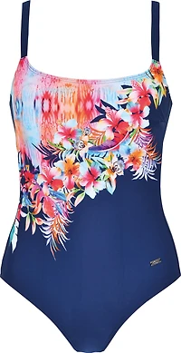 Maillot 1 pce marine imp. floral en biais