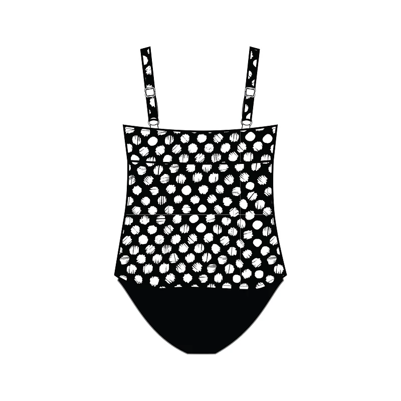 1 pce fauxkini swimsuit with rows of ruffles