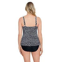 1 pce fauxkini swimsuit with rows of ruffles