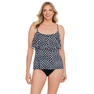 Tankini bikini Top with row of ruffles suitable for mastectomy