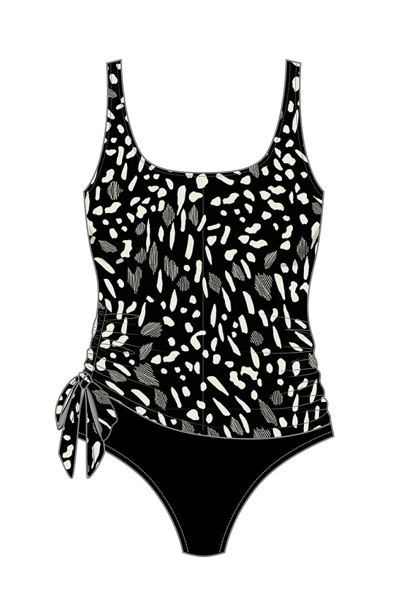 1-piece fauxkini swimsuit Jungle dot - Sizes Plus