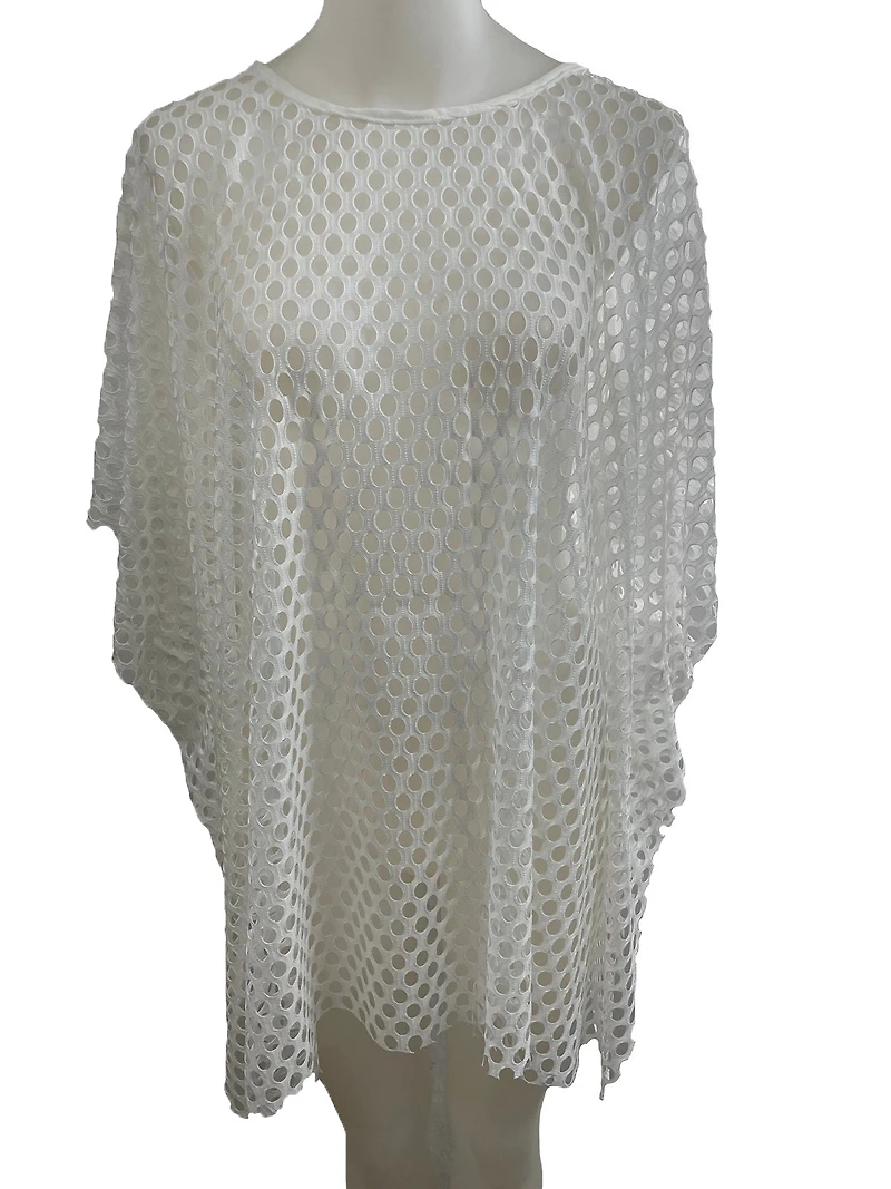 Couvre-maillot ou poncho à mailles aux manches chauve-souris courtes