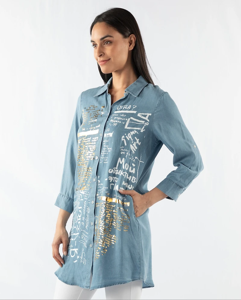 3/4 SLEEVED PRINTED TUNIC