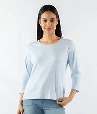 SCALLOP TRIM 3/4 SLEEVED TOP