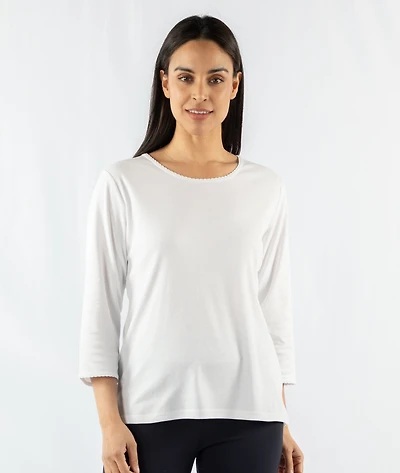 SCALLOP TRIM 3/4 SLEEVED TOP