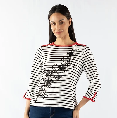 STRIPED TOP WITH BUTTONS