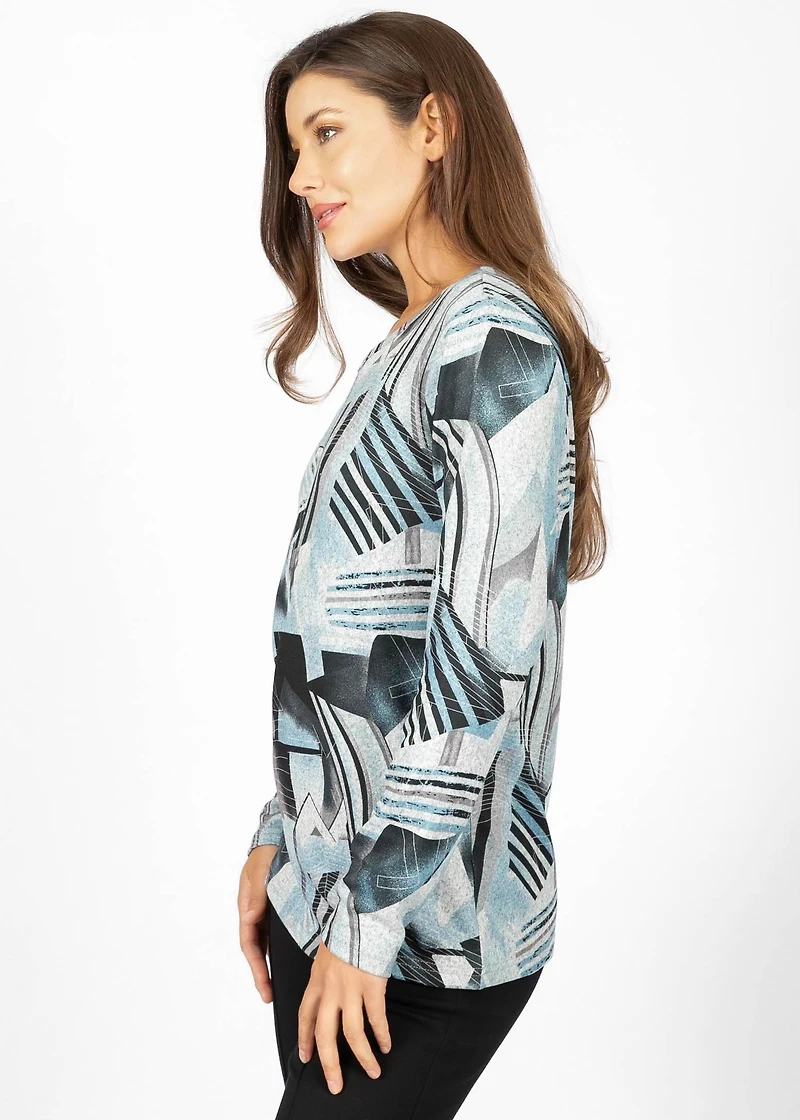 HACCI LONG-SLEEVED KNIT TOP WITH EMBELLISHED PRINT