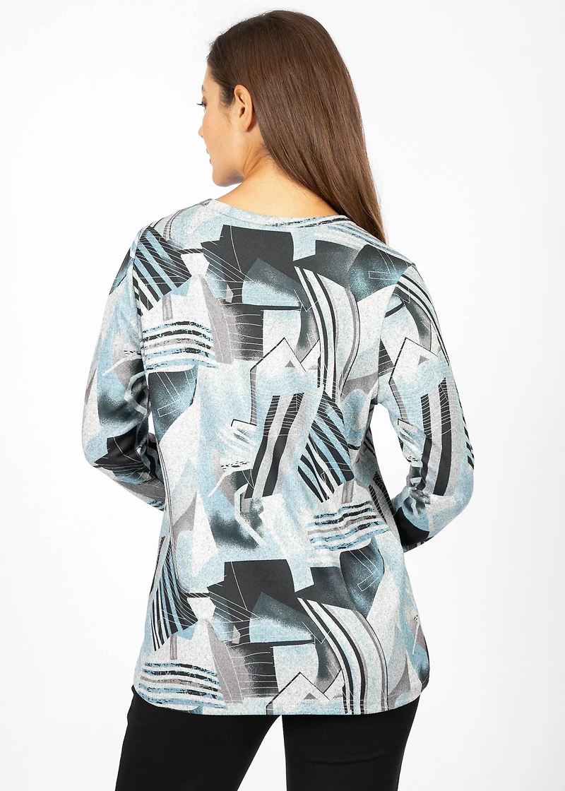 HACCI LONG-SLEEVED KNIT TOP WITH EMBELLISHED PRINT