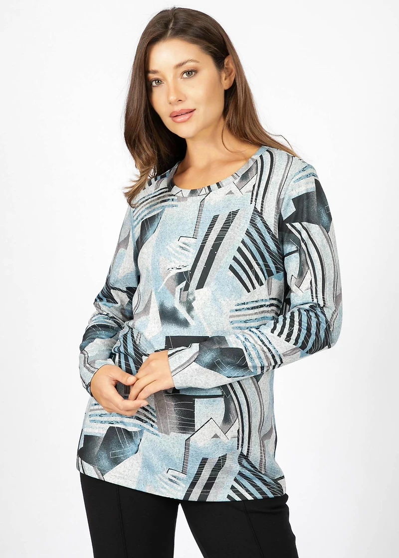 HACCI LONG-SLEEVED KNIT TOP WITH EMBELLISHED PRINT