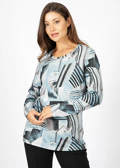 HACCI LONG-SLEEVED KNIT TOP WITH EMBELLISHED PRINT