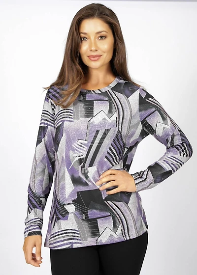 HACCI LONG-SLEEVED KNIT TOP WITH EMBELLISHED PRINT