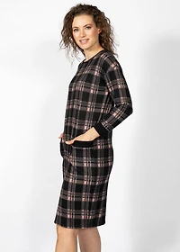 3/4 SLEEVE CHECKED DRESS