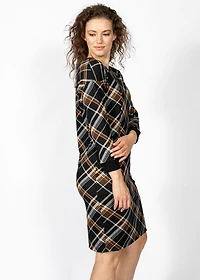 3/4 SLEEVE CHECKED DRESS