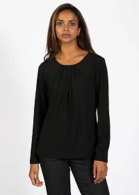 LONG-SLEEVED TOP WITH PLIED COLLAR