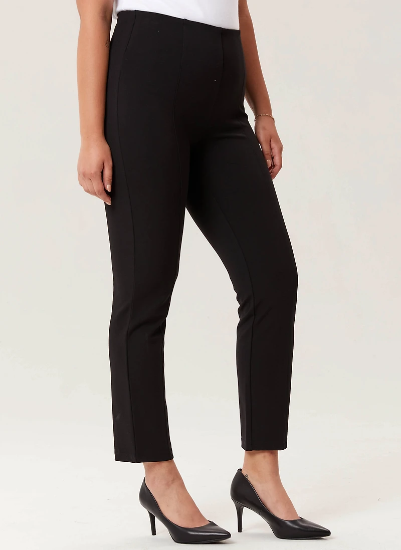 SLIM FRONT PLEATED PONTE TROUSERS