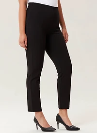 SLIM FRONT PLEATED PONTE TROUSERS