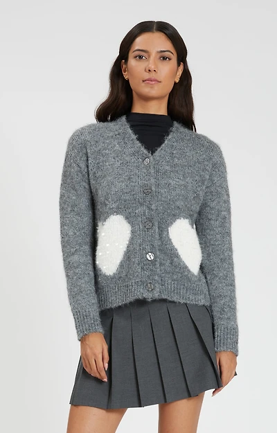 KNITTED CARDIGAN WITH SEQUINED HEART