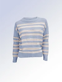 LONG-SLEEVED, ROUND-NECK STRIPED SWEATER
