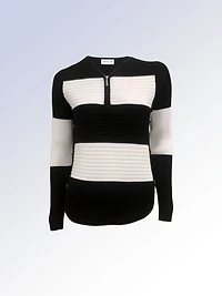 STRIPED ZIP UP SWEATER