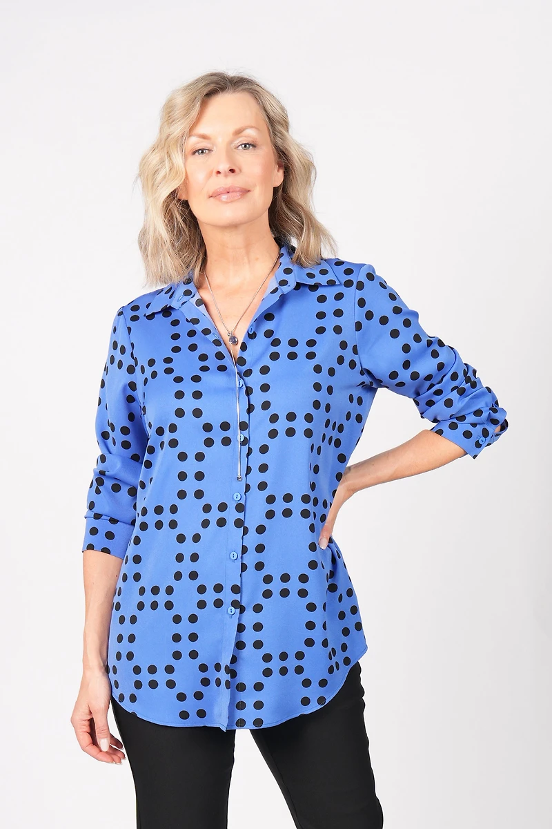 PRINTED LONG-SLEEVED BLOUSE