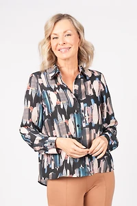 PRINTED LONG-SLEEVED BLOUSE