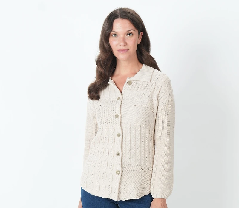 LONG SLEEVE MULTI KNIT BUTTON CARDIGAN