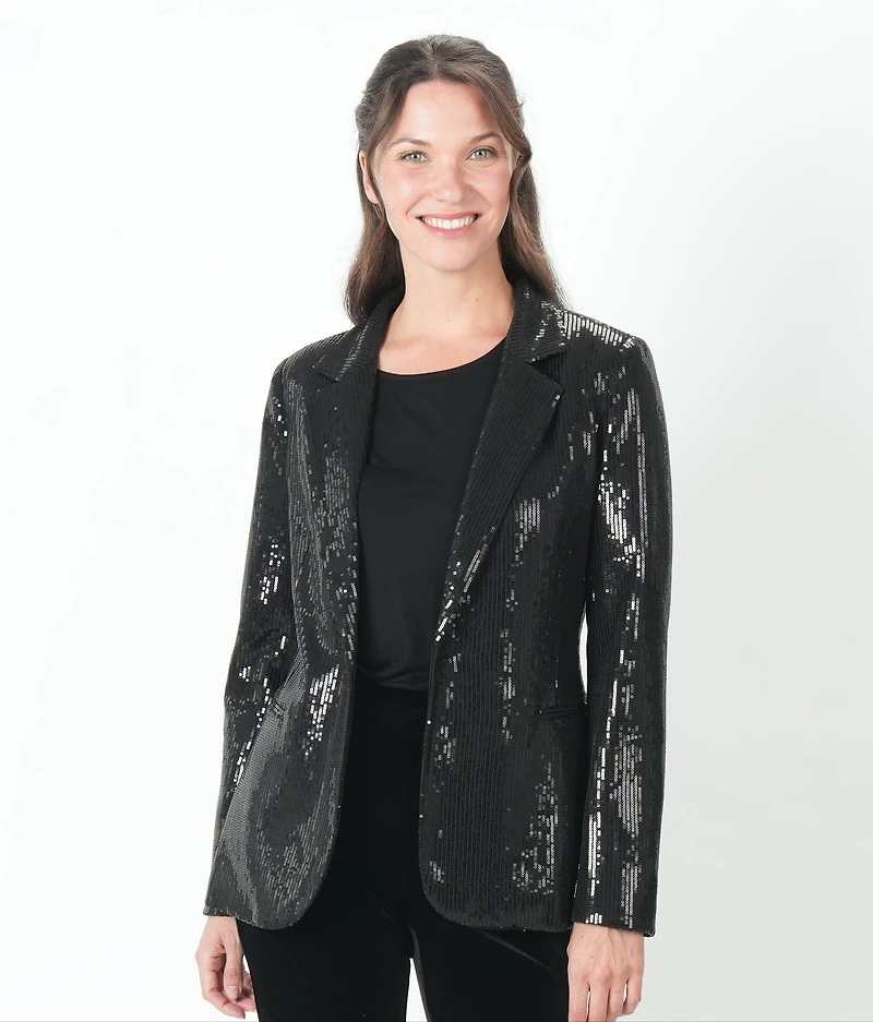 ONE-BUTTON BLAZER WITH SEQUINS