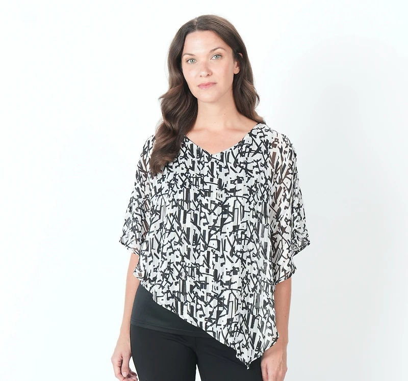 TILE PRINTE CHIFFON OVERLAY TOP