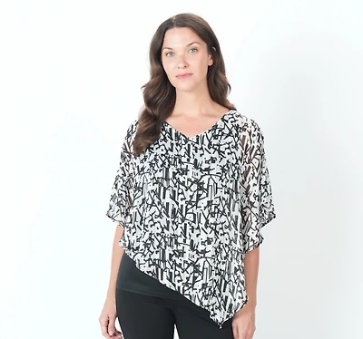 TILE PRINTE CHIFFON OVERLAY TOP