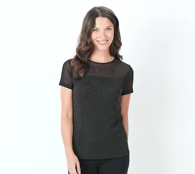 SHORT SLEEVE MESH TOP