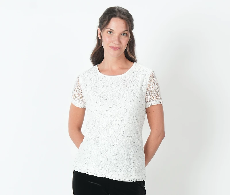 SHORT-SLEEVED TOP WITH SEQUINS