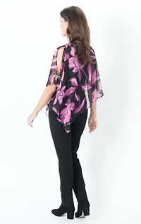 FLORAL CHIFFON OVERLAY TOP