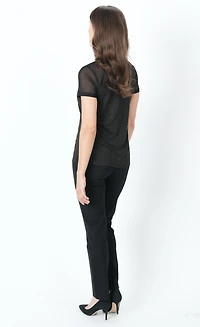 SHORT SLEEVE MESH TOP