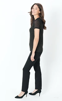 SHORT SLEEVE MESH TOP