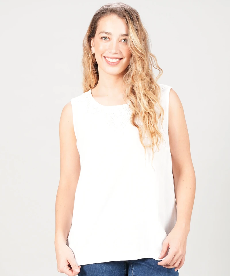 SLEEVELESS LINEN TANK