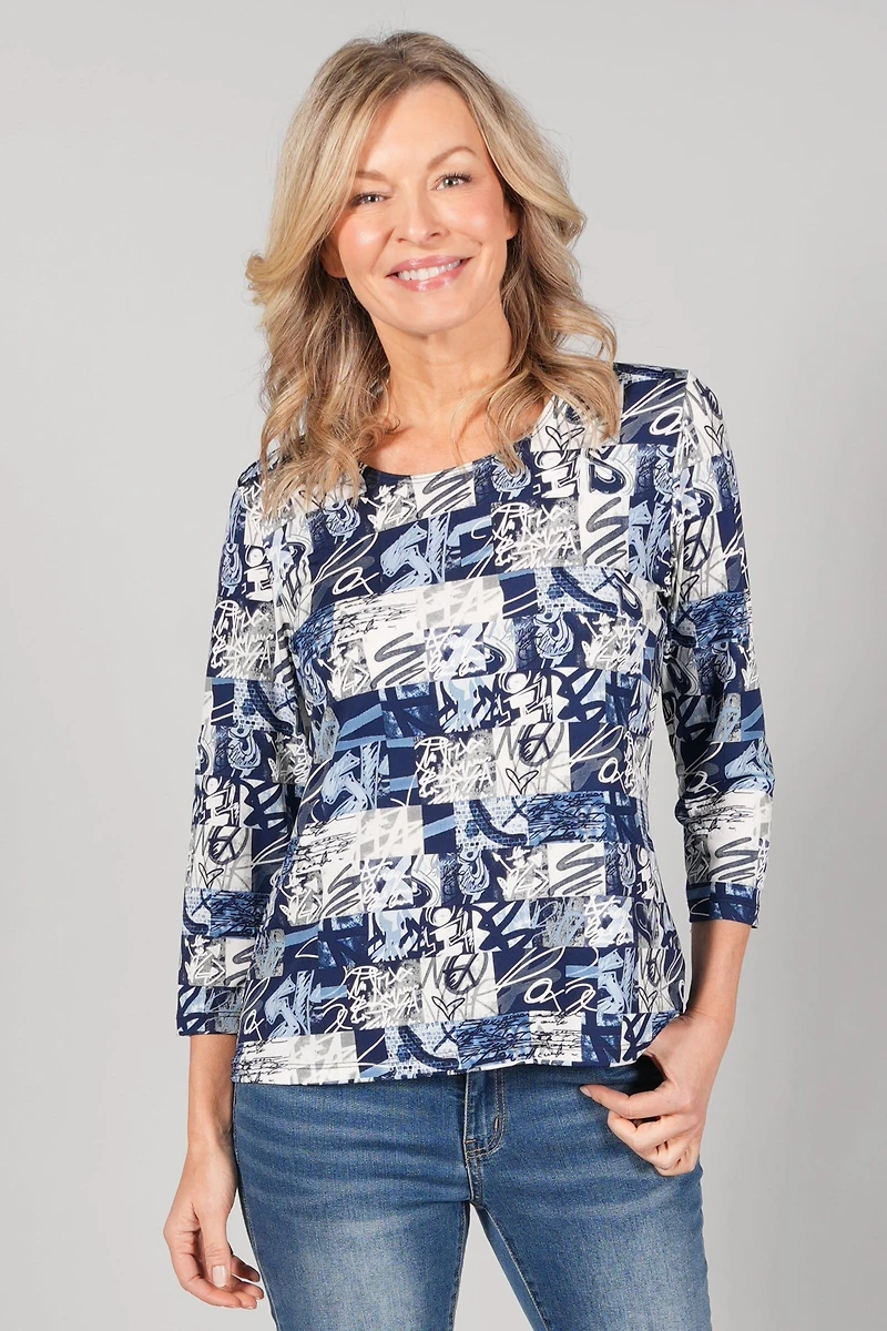 3/4 SLEEVE ROUND NECK TOP