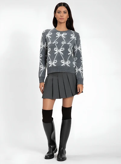 LONG-SLEEVED SWEATER WITH BOW TIE PATTERN