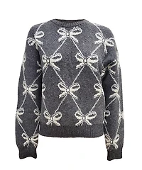 LONG-SLEEVED SWEATER WITH BOW TIE PATTERN
