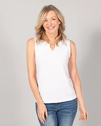 SOLID JACQUARD TANK TOP WITH HOLE