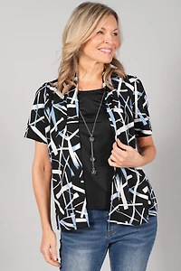TWO-IN-ONE SHORT-SLEEVE TOP WITH NECKLACE