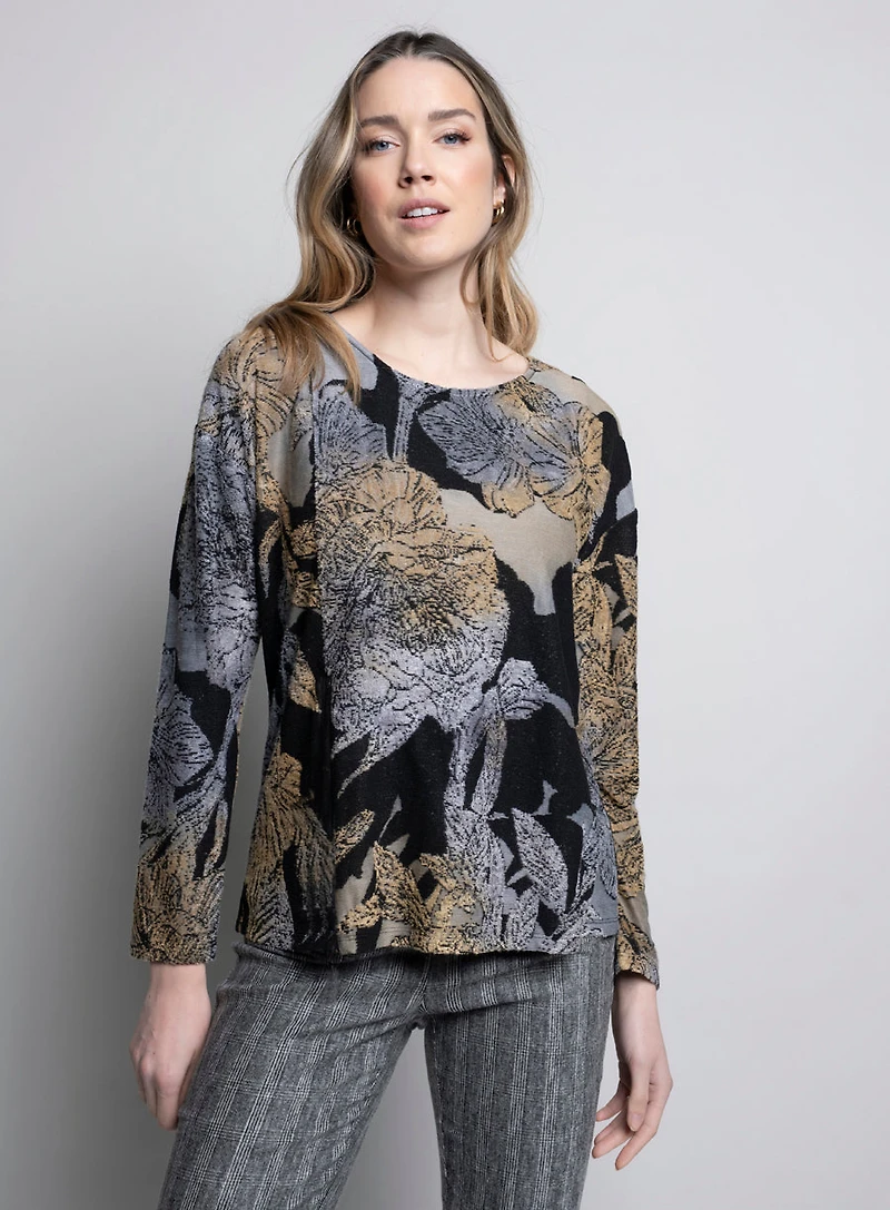 LONG-SLEEVED JACQUARD PRINT TOP