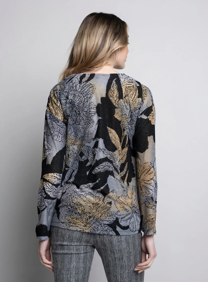 LONG-SLEEVED JACQUARD PRINT TOP
